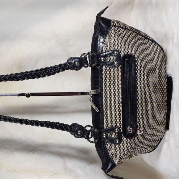 MC Marc Chantal Woven Rattan/Croc Embossed Leather Shoulder Bag - Picture 4 of 12